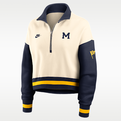 Michigan Legacy Women's Nike College Cropped Oversized 1/4-Zip